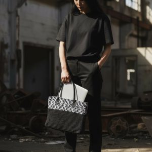 Product Image and Link for Knitted Laptop Bag – Black & White