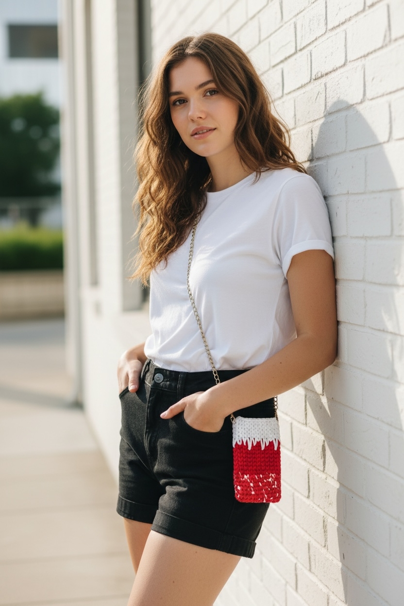 Product Image and Link for MINI PHONE BAG – White & Red