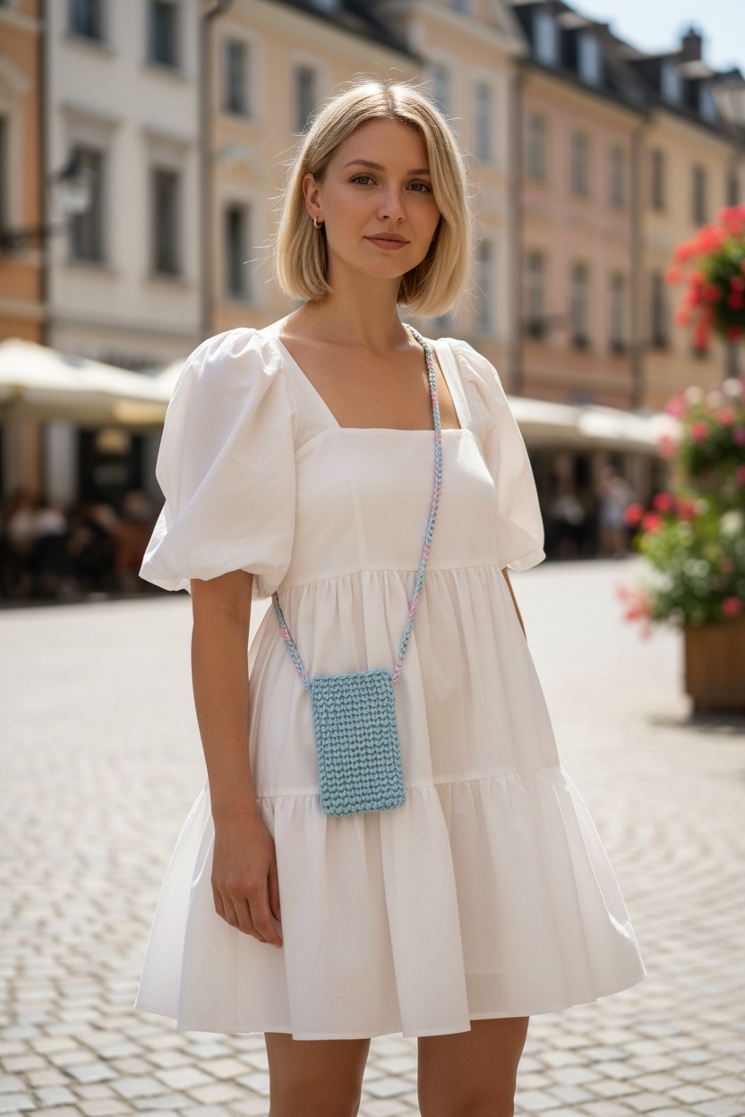 Product Image and Link for MINI PHONE BAG- – Light Blue Pastel Pink & Blue