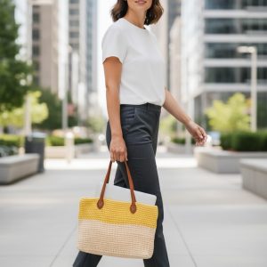 Product Image and Link for Knitted Laptop Bag – Yellow & Tan