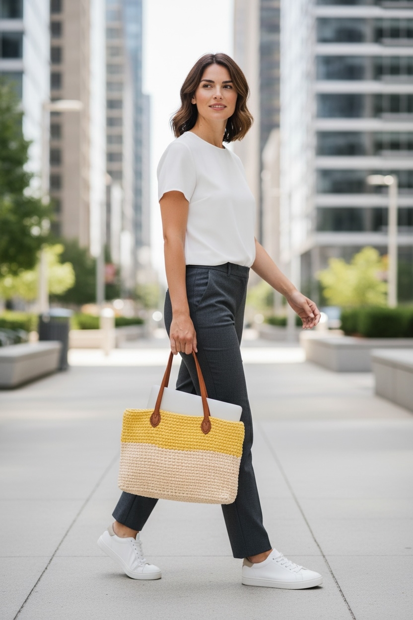 Product Image and Link for Knitted Laptop Bag – Yellow & Tan