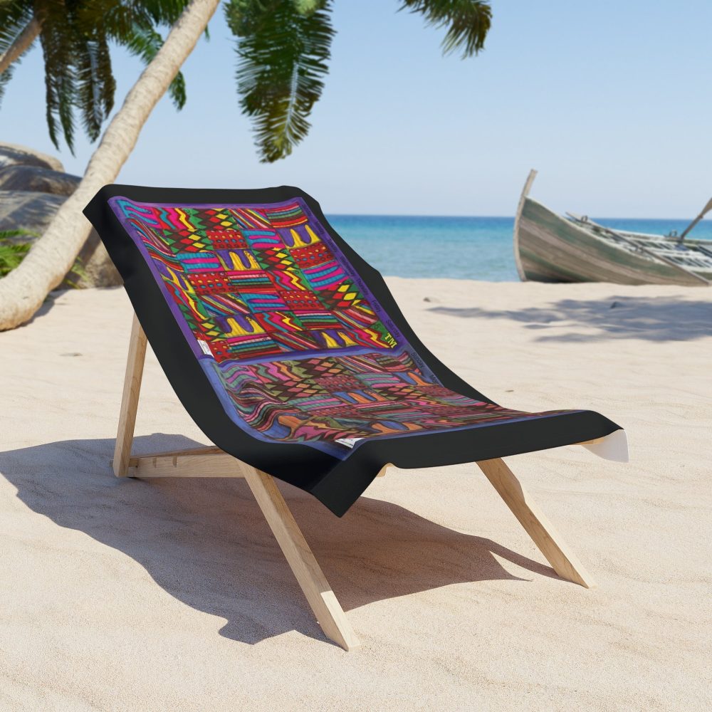 Product Image and Link for Beach Towel: “Psychedelic Calendar Vibrant and Muted(tm)” – Black