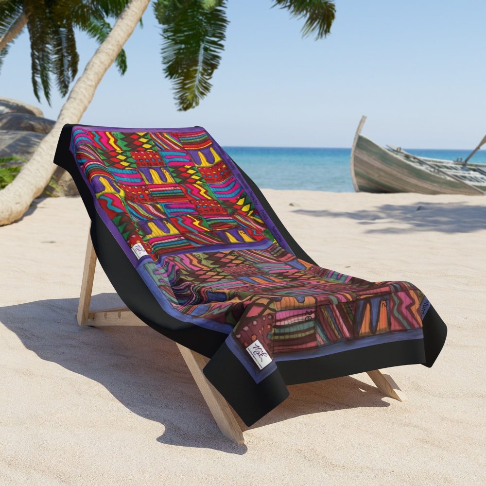 Product Image and Link for Beach Towel: “Psychedelic Calendar Vibrant and Muted(tm)” – Black