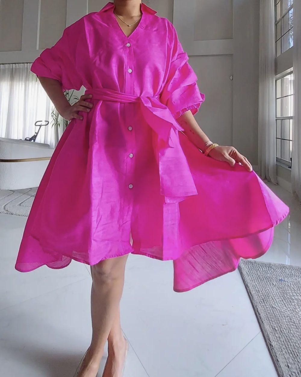 Product Image and Link for collard button down hi/low shirt / dress.