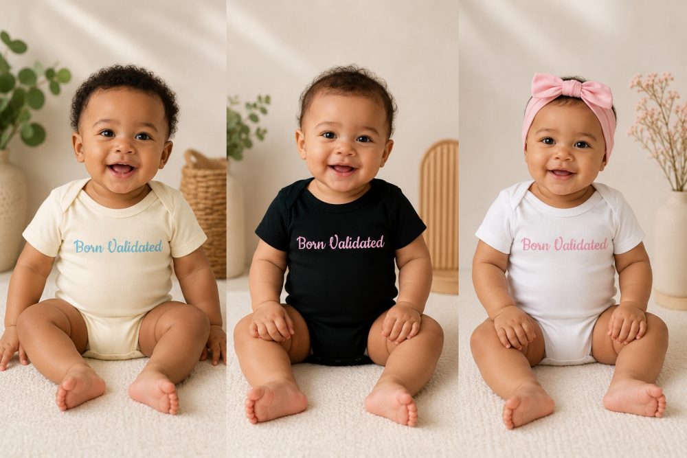 Born Validated Cursive Onesies