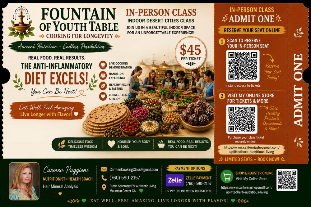 In Person Cooking Class Ticket $45