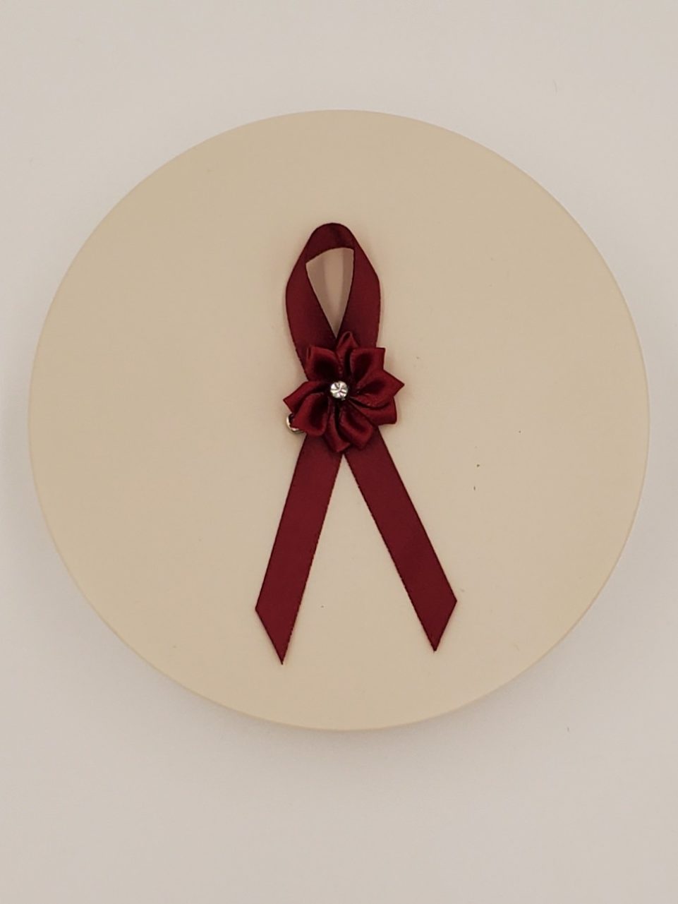 Product Image and Link for Burgundy Awareness Ribbon – 50 Pack