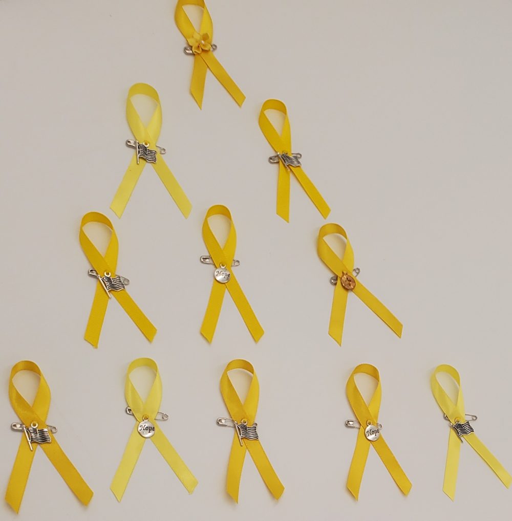 Product Image and Link for Yellow Military Support & Awareness Ribbon Pin