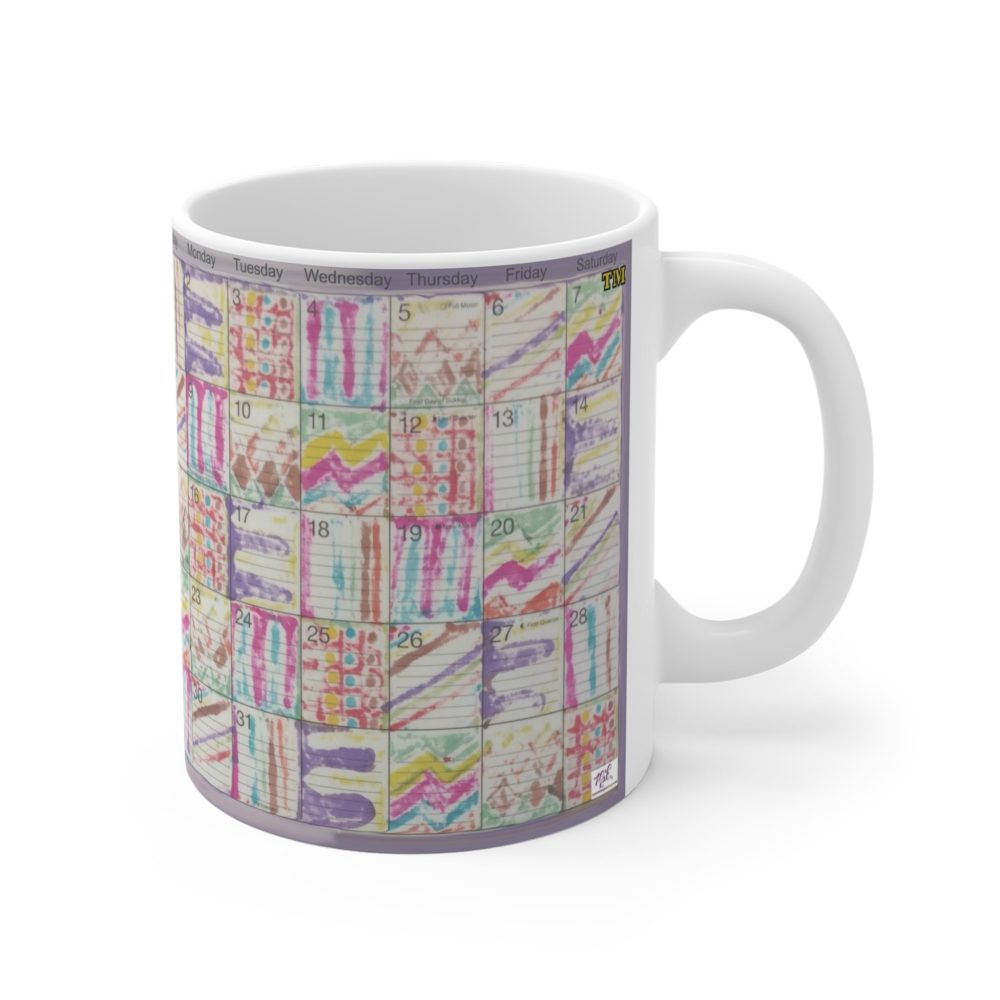 Product Image and Link for Mug 11oz: “Psychedelic Calendar Vibrant(tm)”/Seeped(tm)”