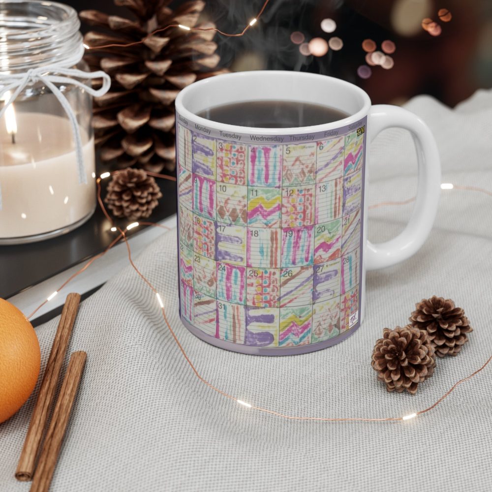 Product Image and Link for Mug 11oz: “Psychedelic Calendar Vibrant(tm)”/Seeped(tm)”