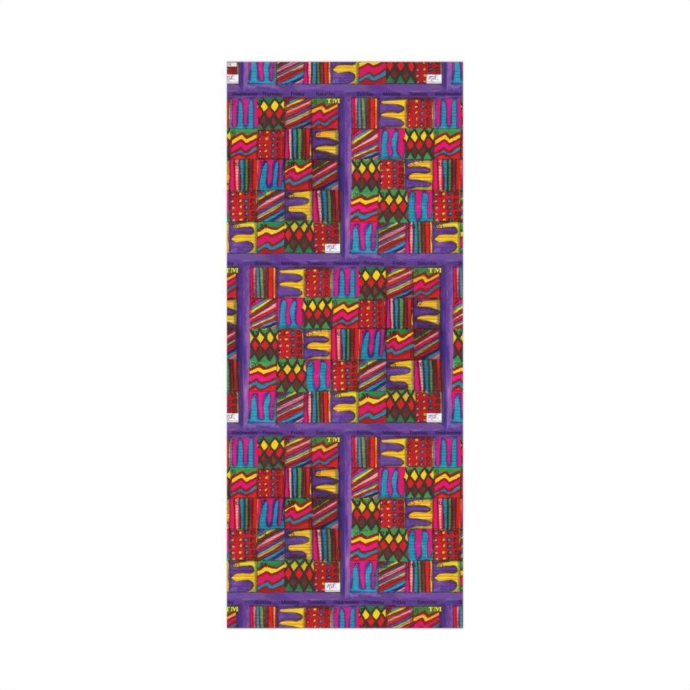 Product Image and Link for Gift Wrap Papers – “Psychedelic Calendar Vibrant(tm)” – Large Square – Three Sizes