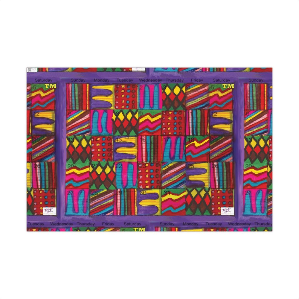 Product Image and Link for Gift Wrap Papers – “Psychedelic Calendar Vibrant(tm)” – Large Square – Three Sizes