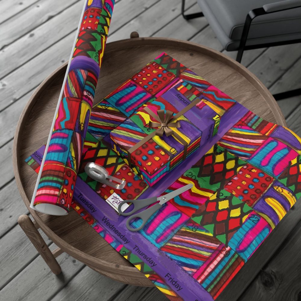 Product Image and Link for Gift Wrap Papers – “Psychedelic Calendar Vibrant(tm)” – Large Square – Three Sizes