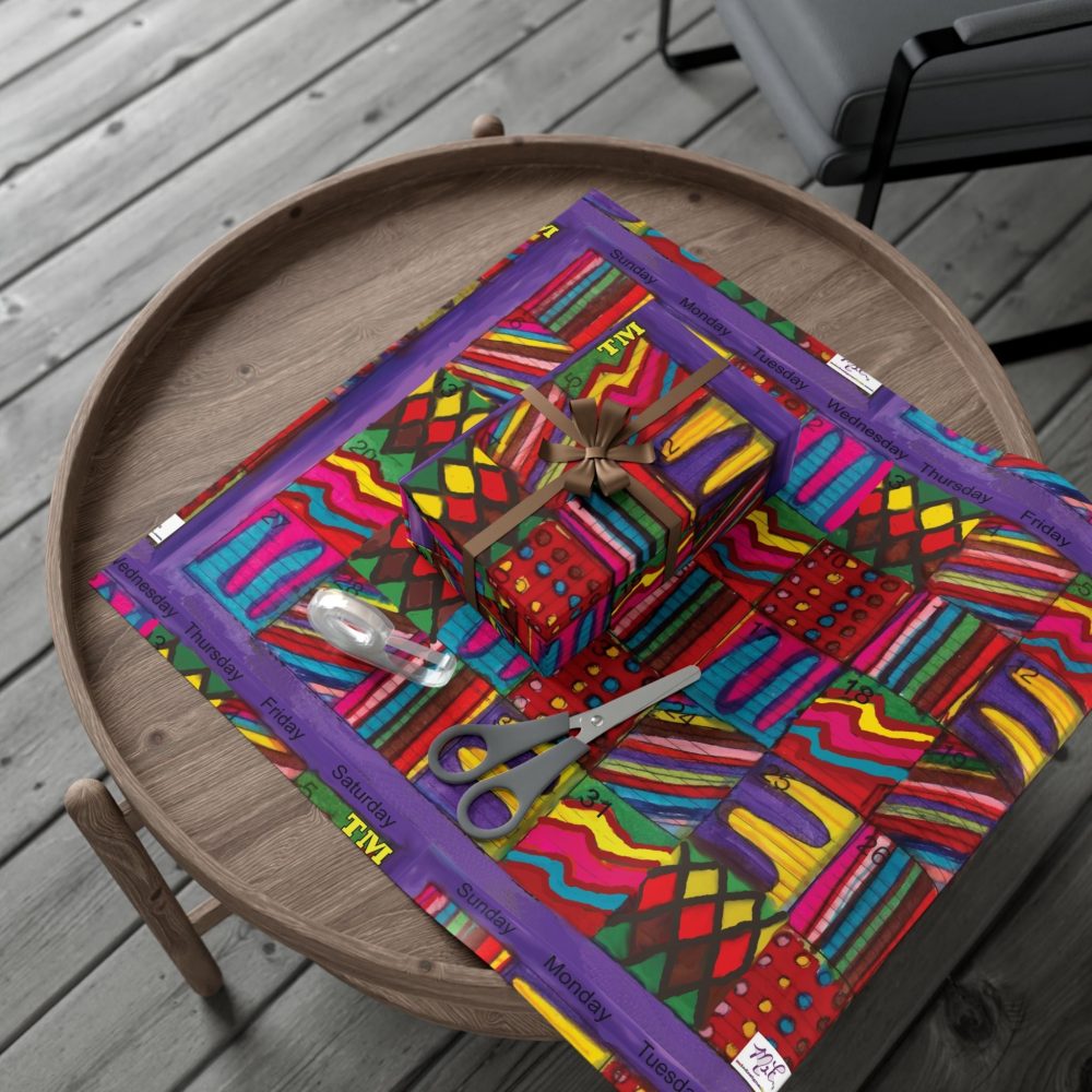 Product Image and Link for Gift Wrap Papers – “Psychedelic Calendar Vibrant(tm)” – Large Square – Three Sizes