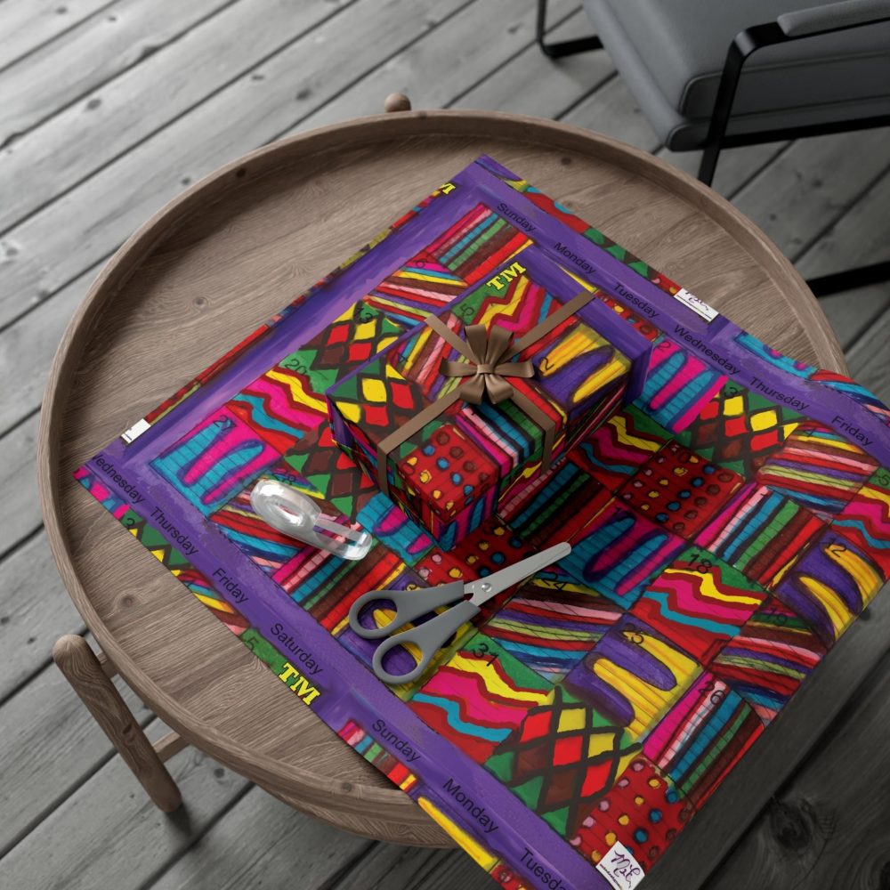 Product Image and Link for Gift Wrap Papers – “Psychedelic Calendar Vibrant(tm)” – Large Square – Three Sizes