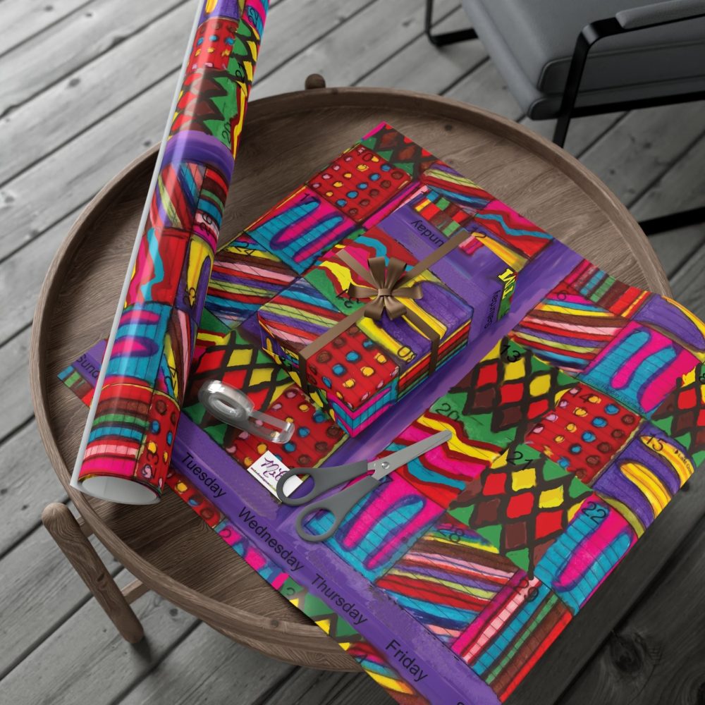 Product Image and Link for Gift Wrap Papers – “Psychedelic Calendar Vibrant(tm)” – Large Square – Three Sizes
