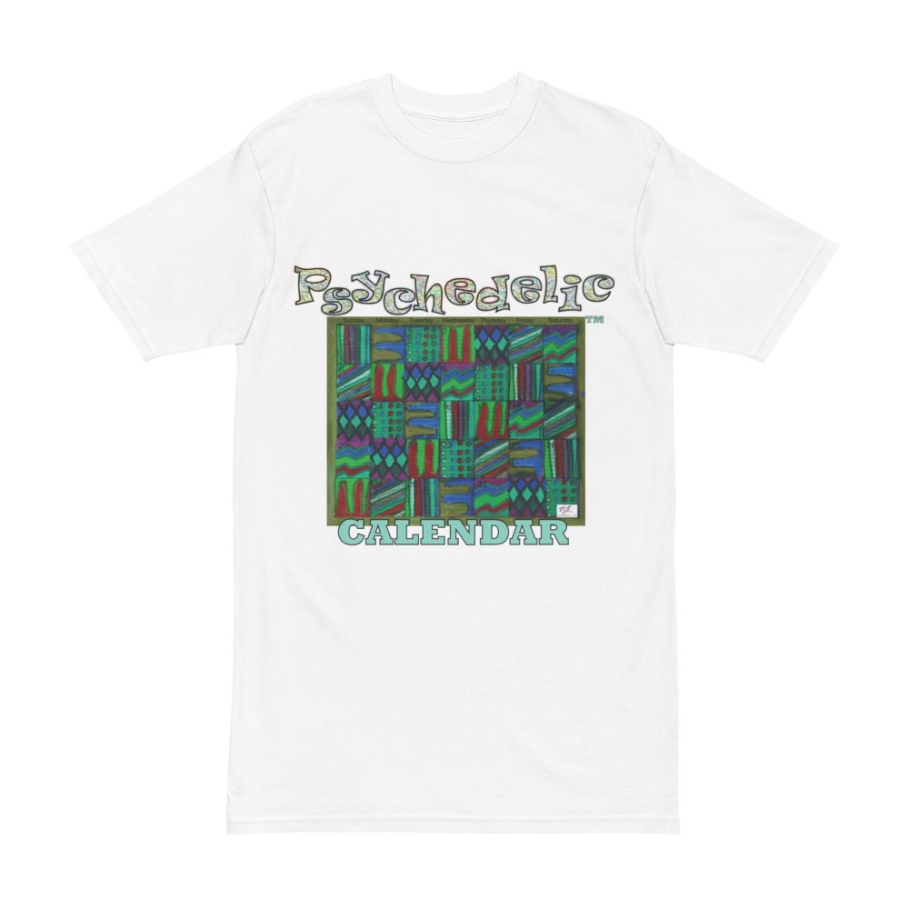 Product Image and Link for Men’s Heavyweight Tee: “Psychedelic Calendar Chilled(tm)” – Five Colors