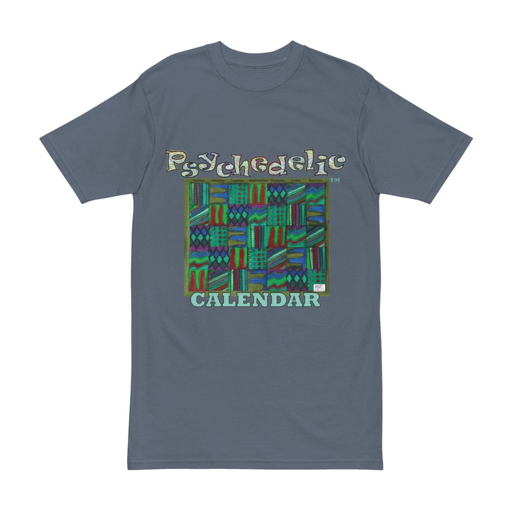 Product Image and Link for Men’s Heavyweight Tee: “Psychedelic Calendar Chilled(tm)” – Five Colors