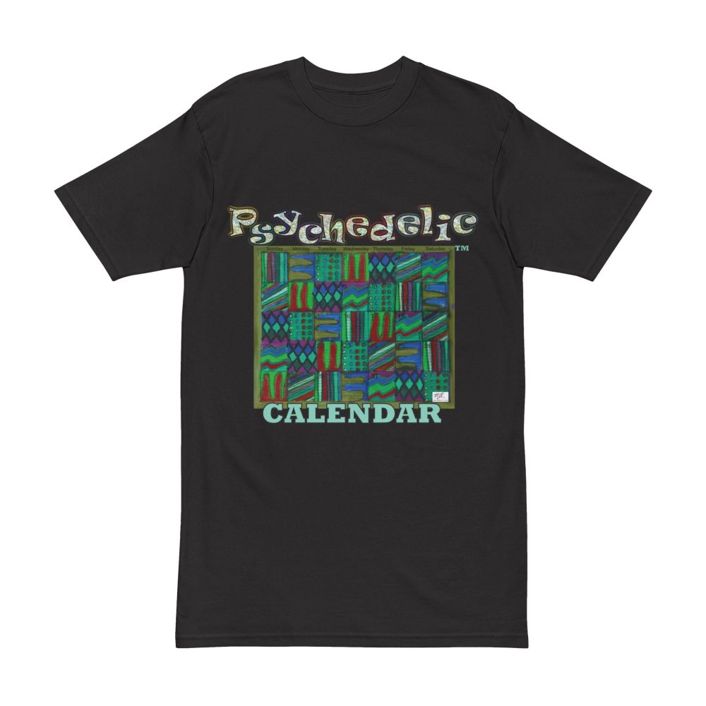 Product Image and Link for Men’s Heavyweight Tee: “Psychedelic Calendar Chilled(tm)” – Five Colors