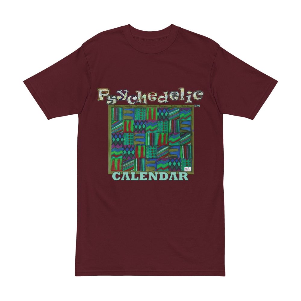 Product Image and Link for Men’s Heavyweight Tee: “Psychedelic Calendar Chilled(tm)” – Five Colors