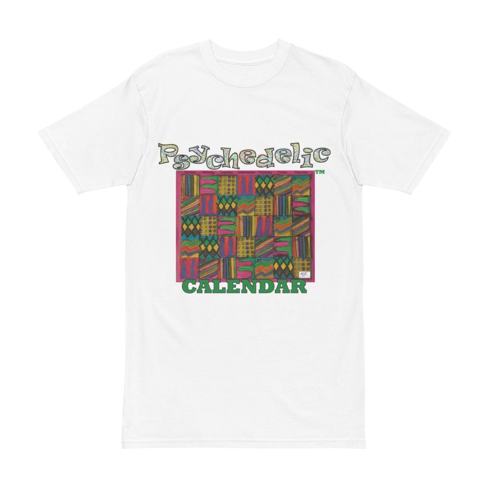 Product Image and Link for Men’s Heavyweight Tee: “Psychedelic Calendar Garden(tm)” – Four Colors
