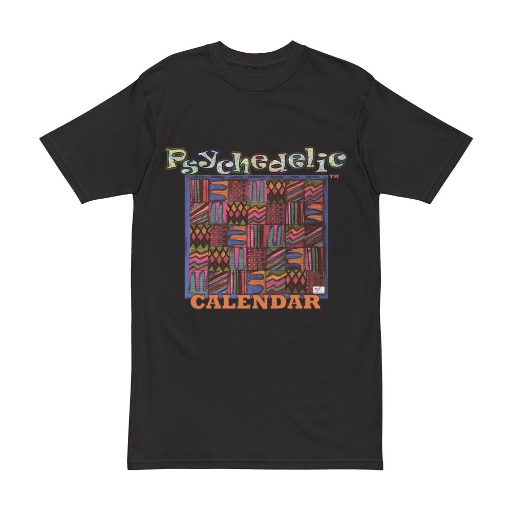 Product Image and Link for Men’s Heavyweight Tee: “Psychedelic Calendar Muted(tm)” – Five Colors