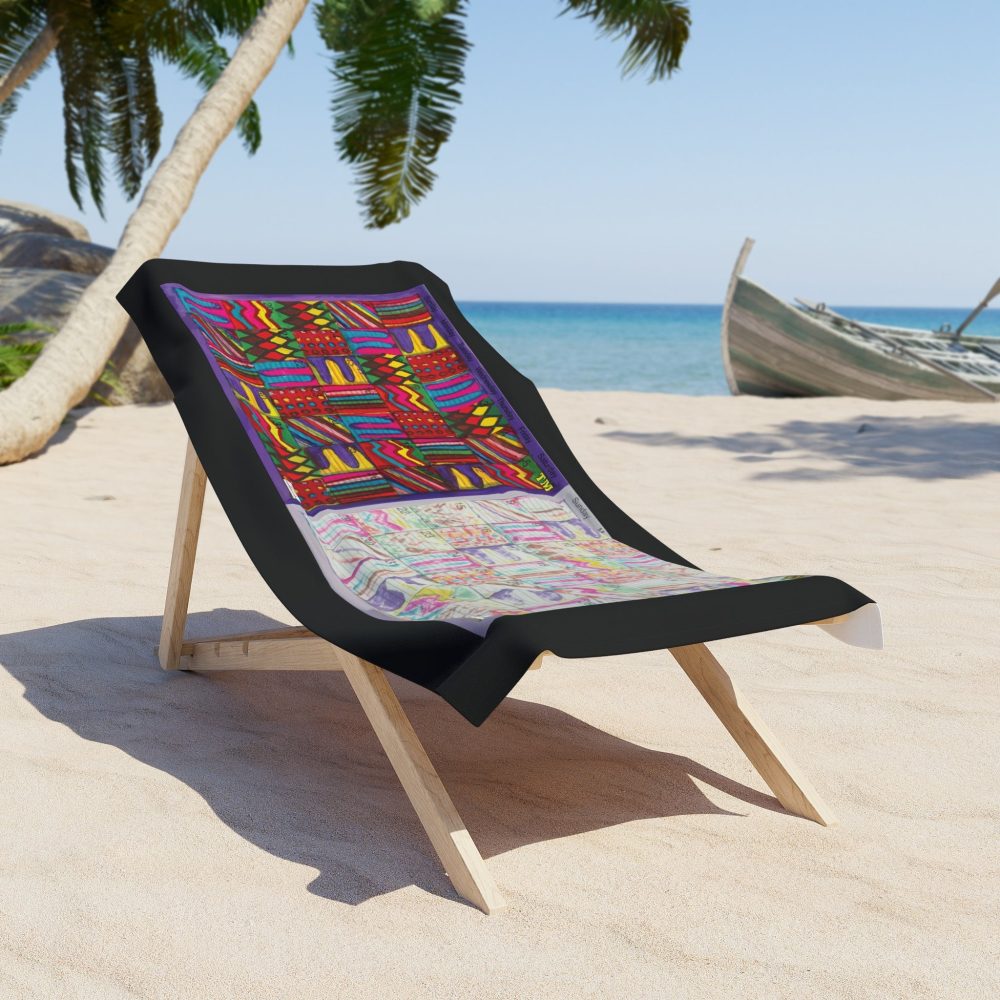 Product Image and Link for Beach Towel: “Psychedelic Calendar Vibrant and Seeped(tm)” – Black