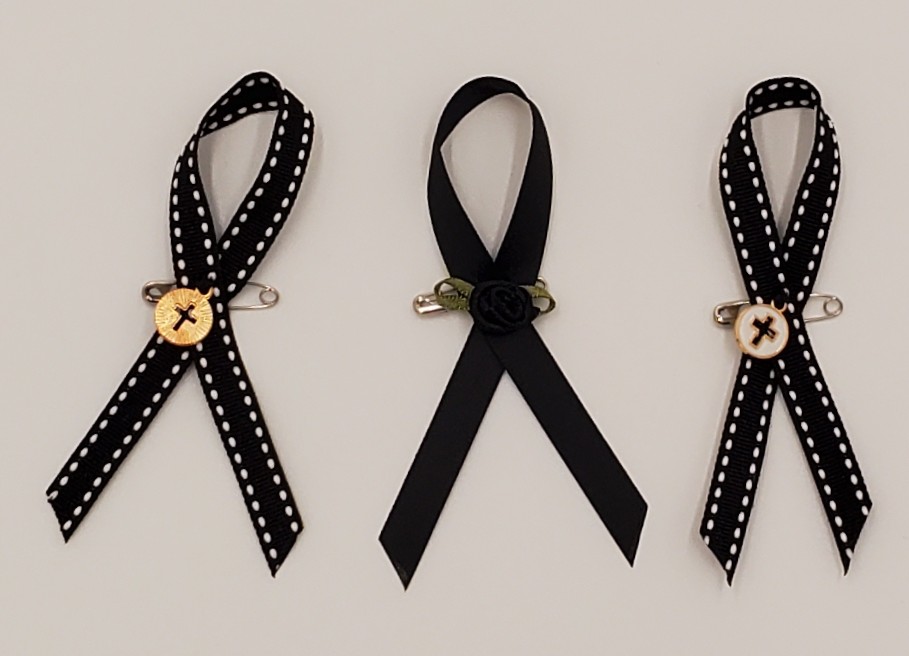 Product Image and Link for Black Awareness Ribbon – 3 Pack