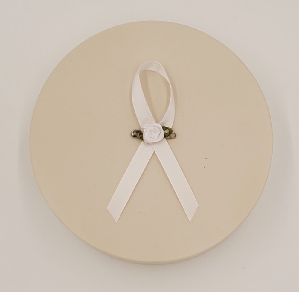 Product Image and Link for White Awareness Ribbon – 3 Pack